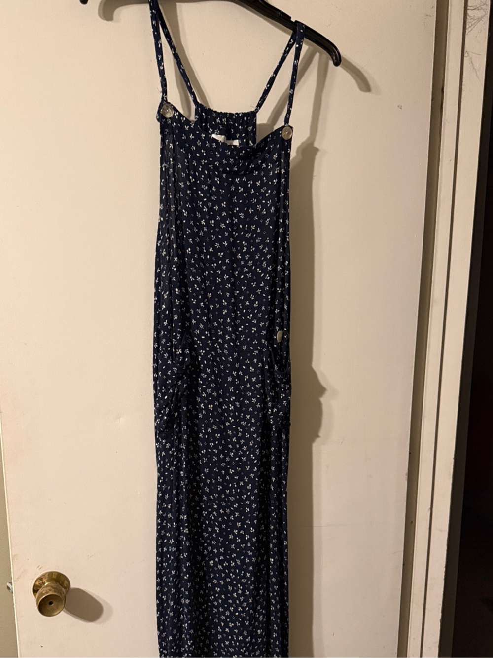 Christopher & Banks Navy Floral Maxi with Spaghetti Straps